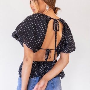 Sheer Polka Dot Backless Top